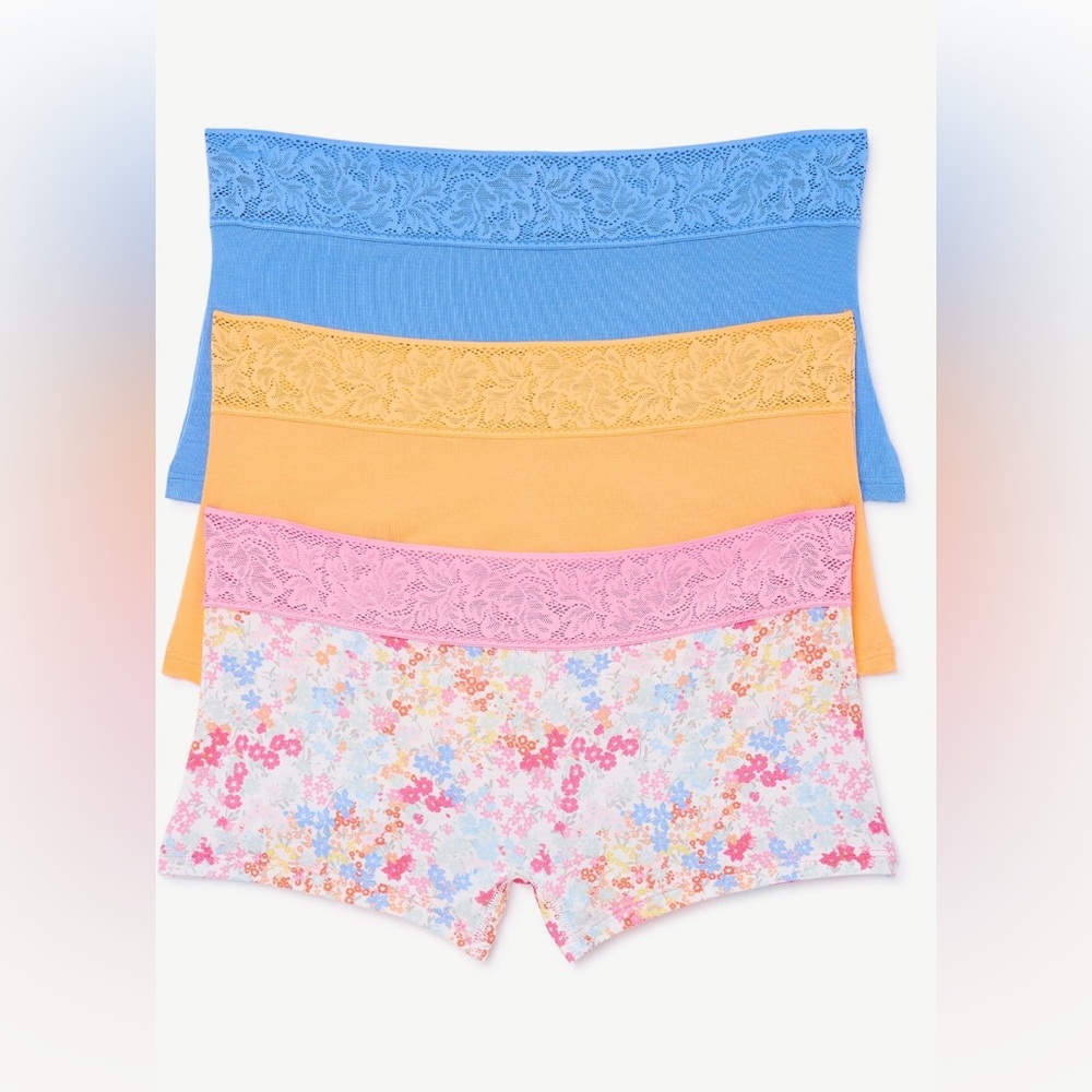 JoySpun Women’s 3PK  Boy short Lace Modal real floral peach blue peach  XXL(20) - Picture 3 of 5